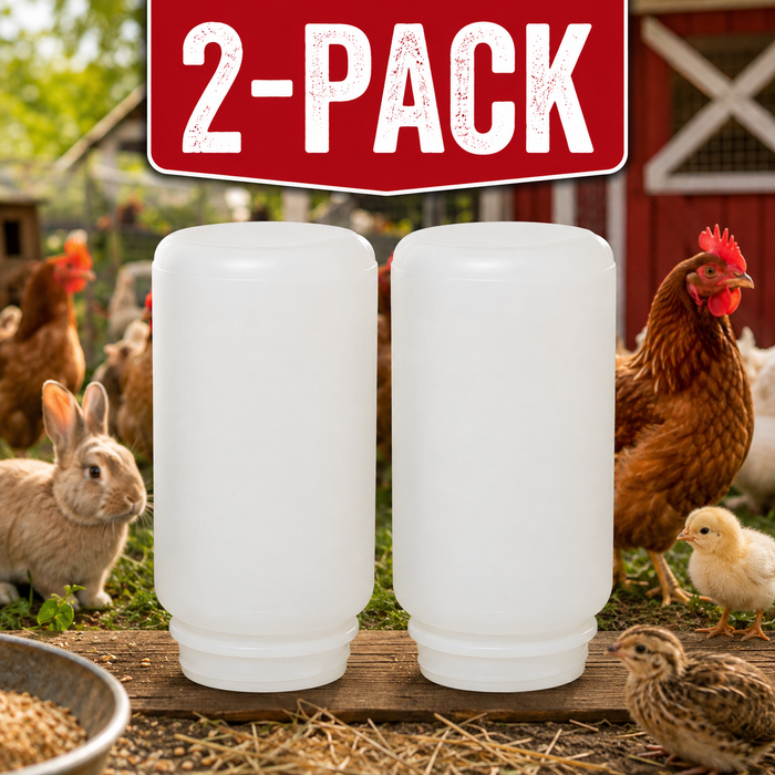 Little Giant Screw-On Poultry Jar Heavy Duty Translucent Plastic Container 1 Quart 2-Pack