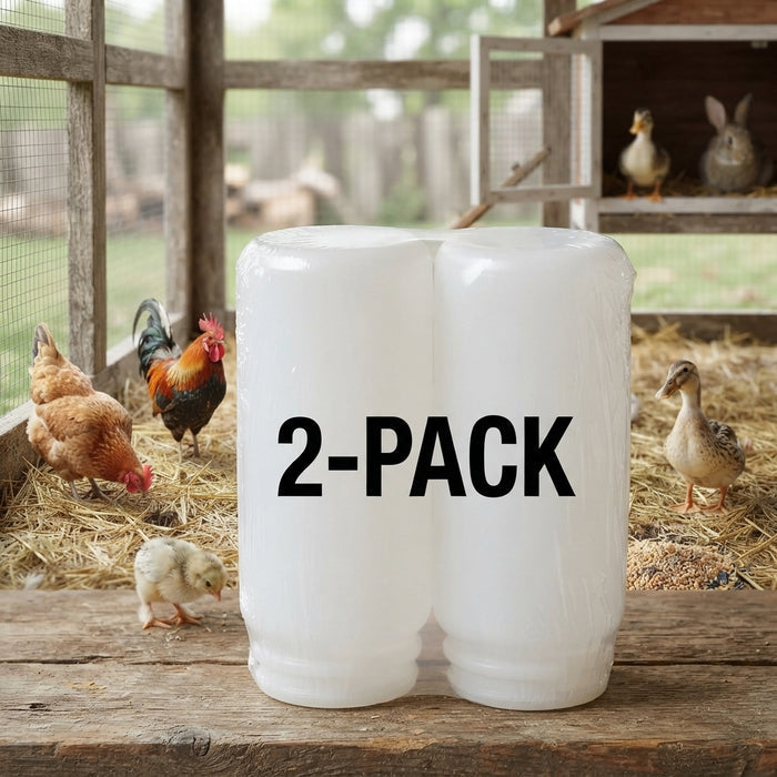 Little Giant Screw-On Poultry Jar Heavy Duty Translucent Plastic Container 1 Quart 2-Pack