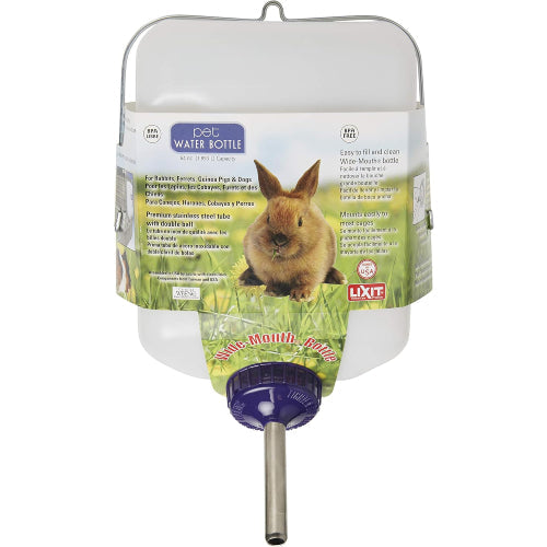 Lixit All-Weather Rabbit Water Bottle BPA-Free Wide Mouth Cage Bottle 64oz