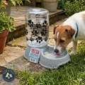 Lixit Dual Use Gravity Waterer or Dry Food Feeder Small Granite for Pets 64 oz