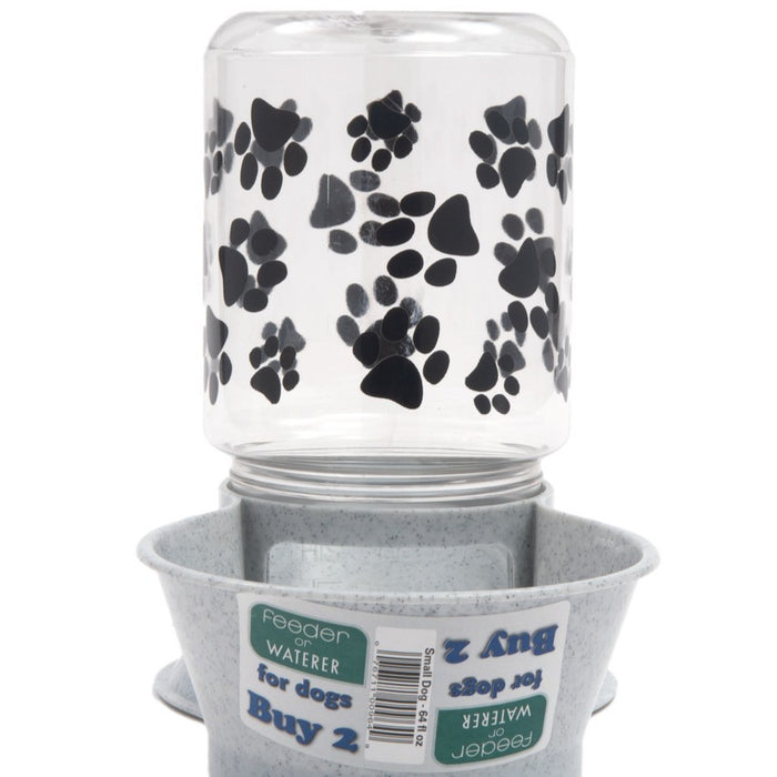 Lixit Dual Use Gravity Waterer or Dry Food Feeder Small Granite for Pets 64 oz