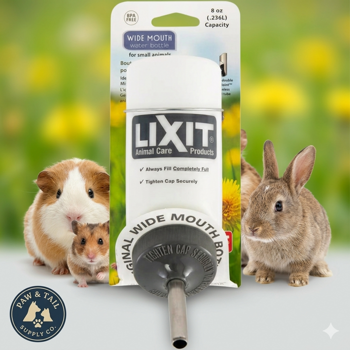 Lixit Wide Mouth BPA-Free Small Animal Water Bottle Translucent 8oz