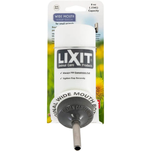 Lixit Wide Mouth BPA-Free Small Animal Water Bottle Translucent 8oz