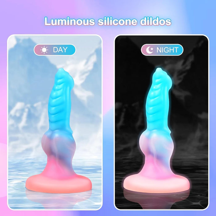 Luminous Small Fantasy Monster Anal Dildo with Strong Suction Cup 7''