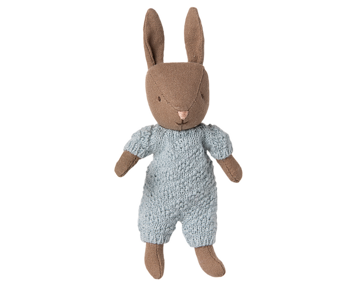 Maileg Baby Bunny Rabbit Micro Blue Knitted Suit