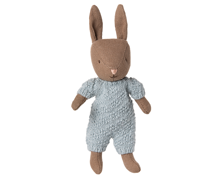 Maileg Baby Bunny Rabbit Micro Blue Knitted Suit