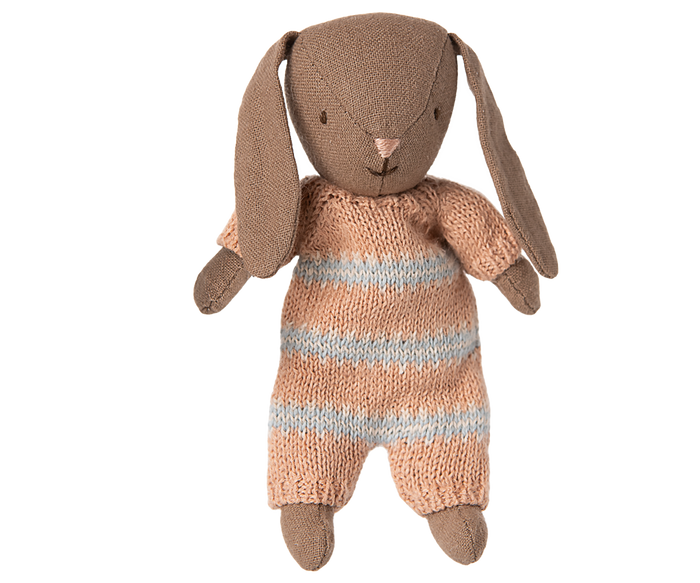 Maileg Baby Bunny Rabbit Micro Dusty Rose Knitted Suit