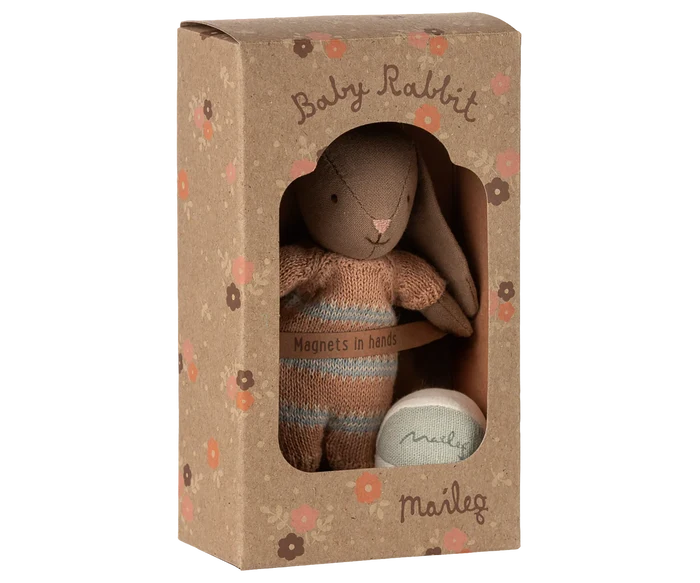 Maileg Baby Bunny Rabbit Set Micro Brown Dusty Rose