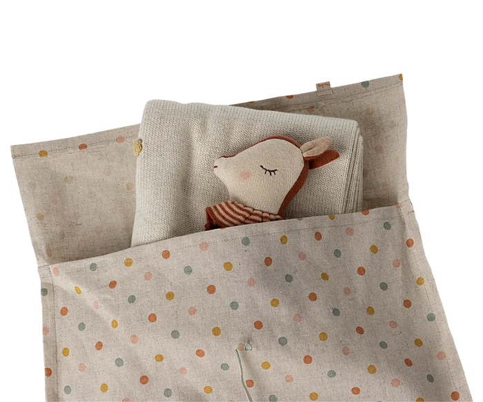 Maileg Baby Gift Set includes Knitted Spotty Blanket, Rattle and Dotty Bag: SOLD OUT