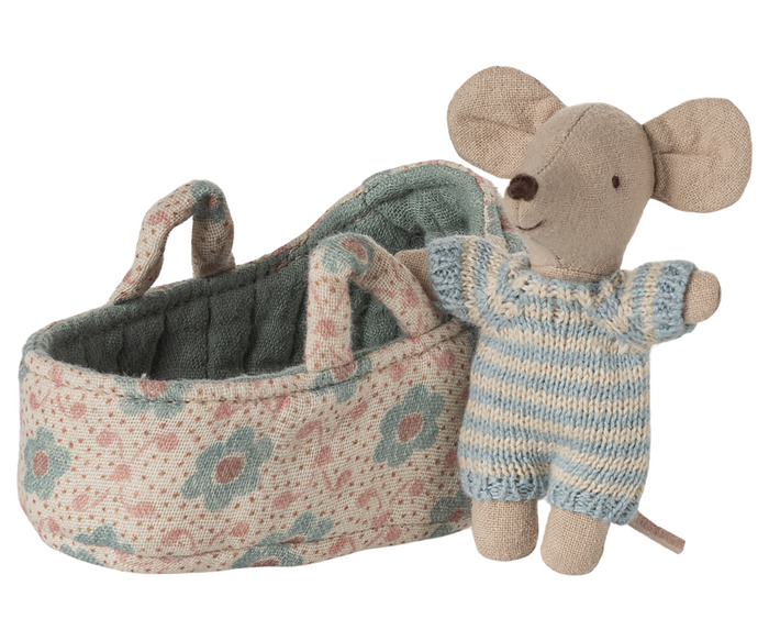 Maileg Baby Mouse in Carrycot