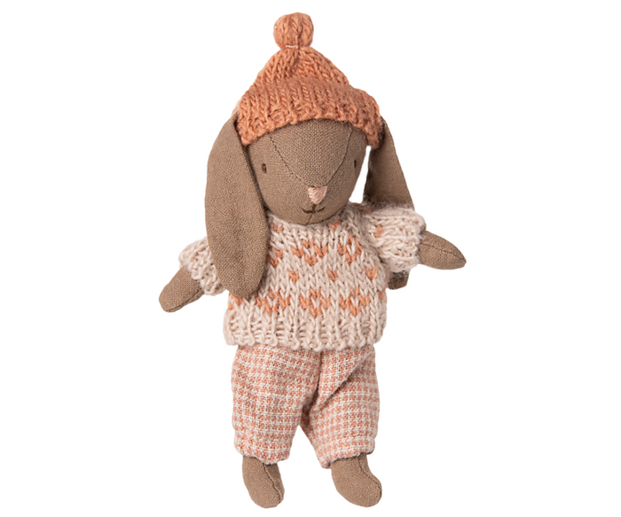 Maileg Baby Winter Bunny Rabbit Micro Brown Rose