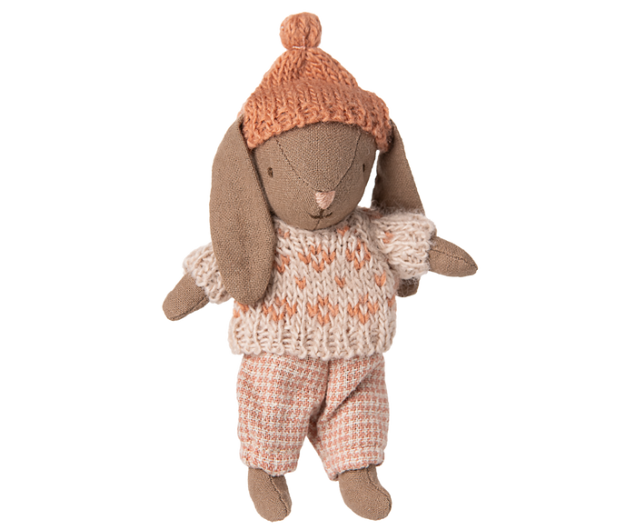 Maileg Baby Winter Bunny Rabbit Micro Brown Rose