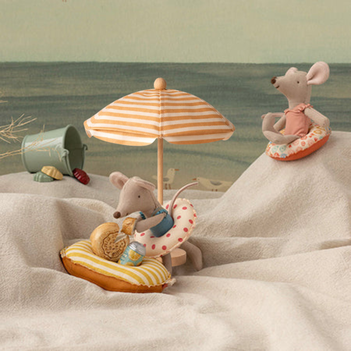 Maileg Beach Umbrella for Mice Soft Coral: LAST CHANCE