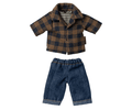 Maileg Brown Checked Shirt and Pants for Dad Mouse: Petit Couture