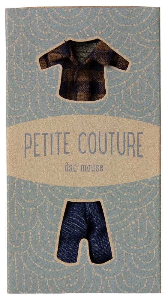 Maileg Brown Checked Shirt and Pants for Dad Mouse: Petit Couture