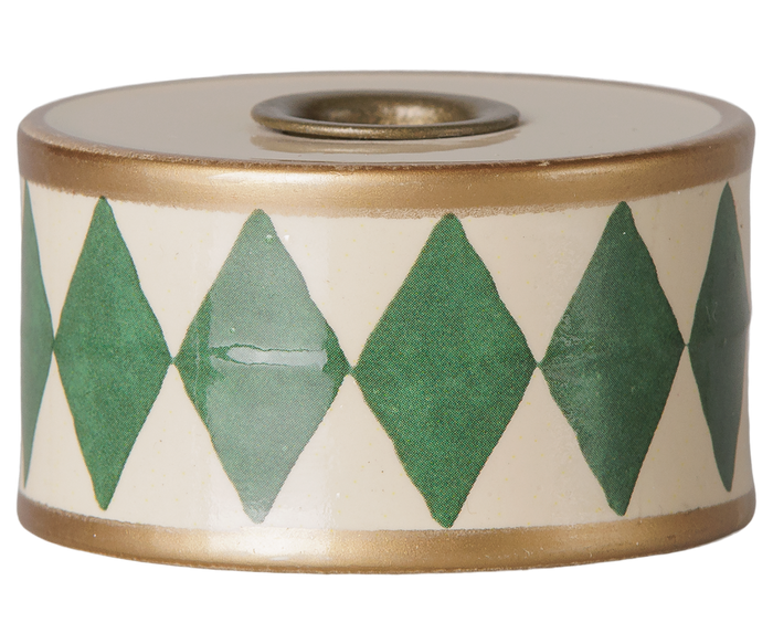 Maileg Candle Holder Drum Green/Off White FW26: PREORDER ONLY DUE OCT