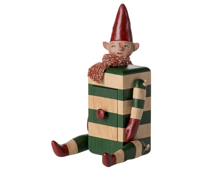 Maileg Christmas Pixy Elf With Drawer Green: LAST CHANCE