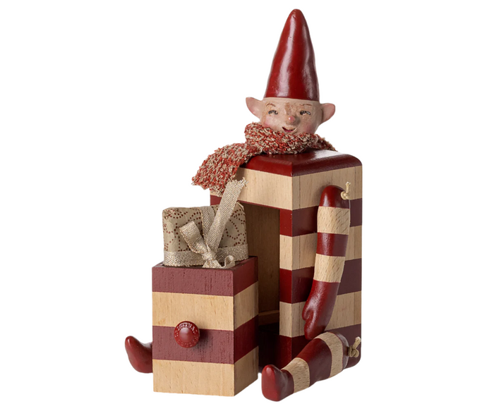 Maileg Christmas Pixy Elf With Drawer Red: LAST CHANCE