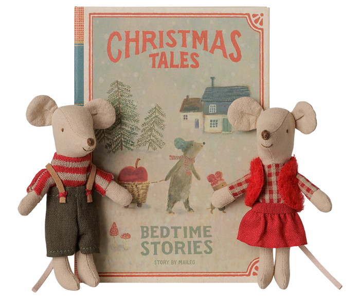 Maileg Christmas Twin Mice Little Sister & Little Brother Bedtime Stories  FW26: NEW ARRIVAL