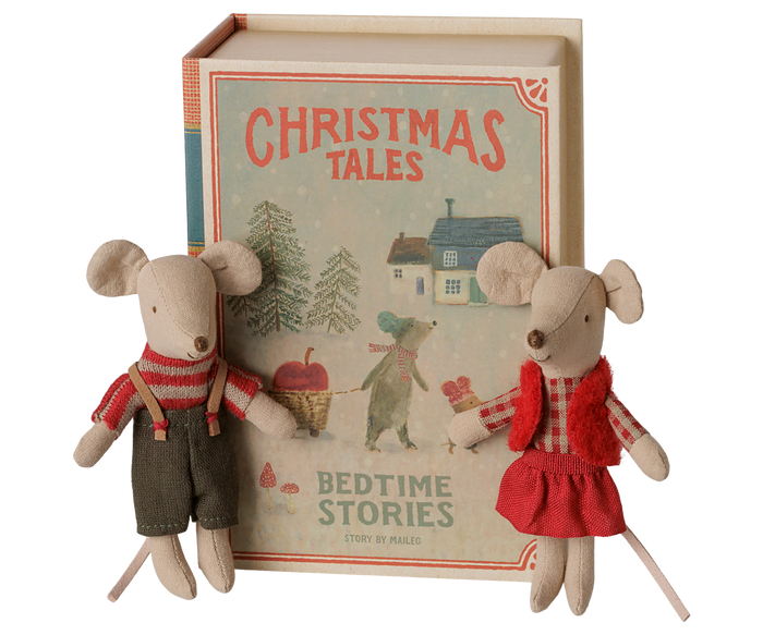 Maileg Christmas Twin Mice Little Sister & Little Brother Bedtime Stories  FW26: NEW ARRIVAL