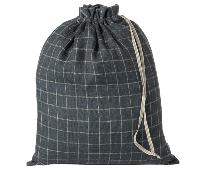 Maileg Fabric Bag Checker Sand/Petrol