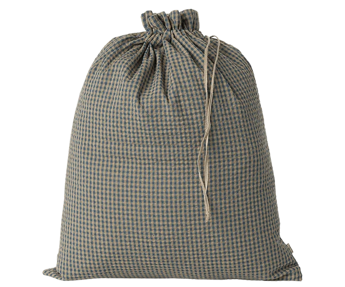 Maileg Fabric Bag Small Checker Sand/Petrol
