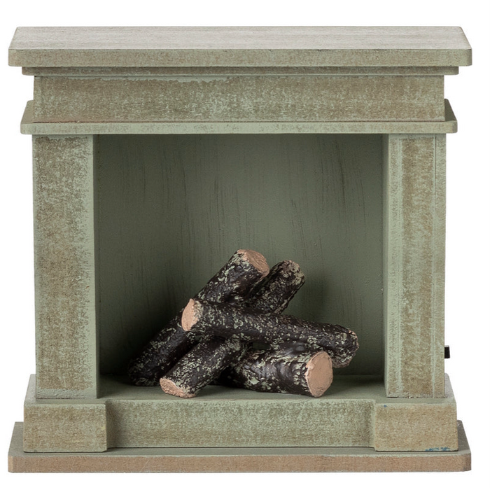 Maileg Fireplace Dusty Green Bunny & Teddy Size: BACK SOON