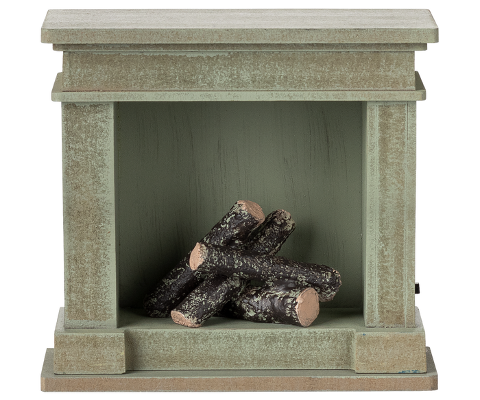 Maileg Fireplace Dusty Green Bunny & Teddy Size: BACK SOON