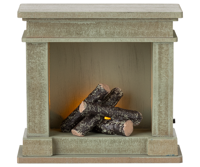 Maileg Fireplace Dusty Green Bunny & Teddy Size: BACK SOON