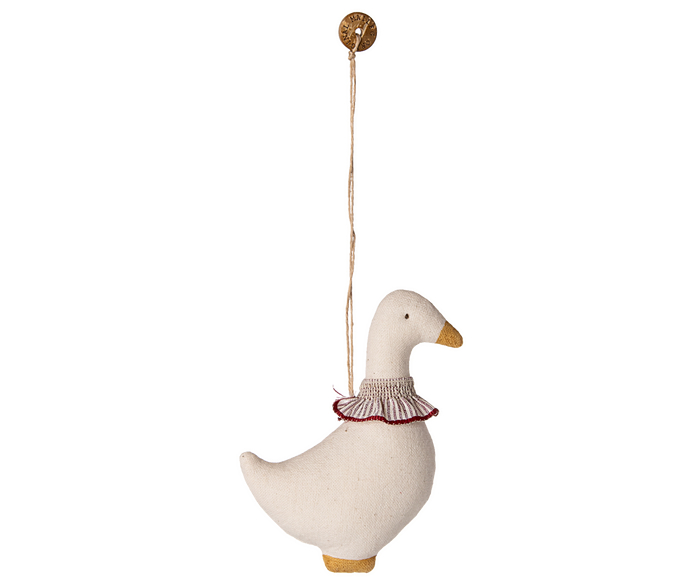 Maileg Goose Ornament With Neck Ruffle Hanging Christmas Decoration FW26: NEW ARRIVAL