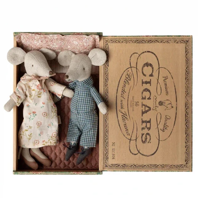 Maileg Grandma and Grandpa Mouse Couple in Matchbox SS26 NEW ARRIVAL