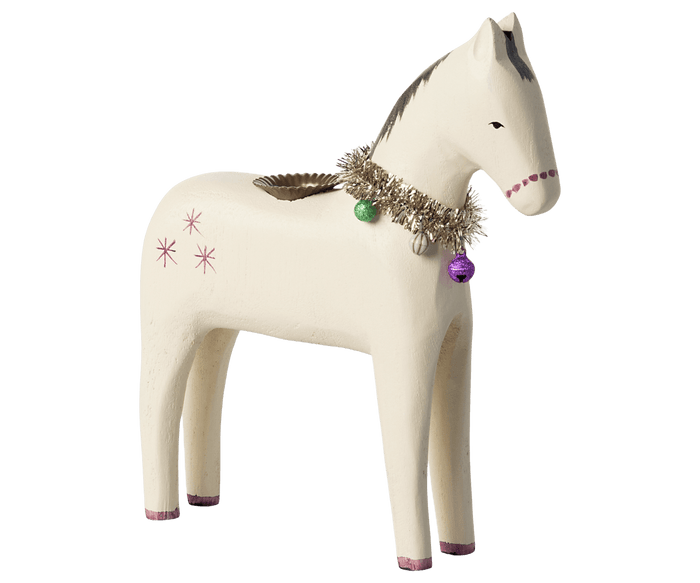 Maileg Horse Wood Candle Holder Large: LAST CHANCE