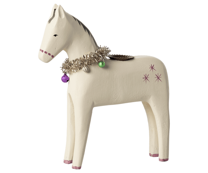 Maileg Horse Wood Candle Holder Large: LAST CHANCE