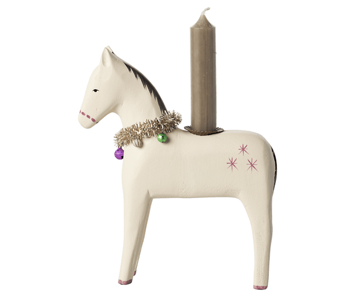 Maileg Horse Wood Candle Holder Large: LAST CHANCE
