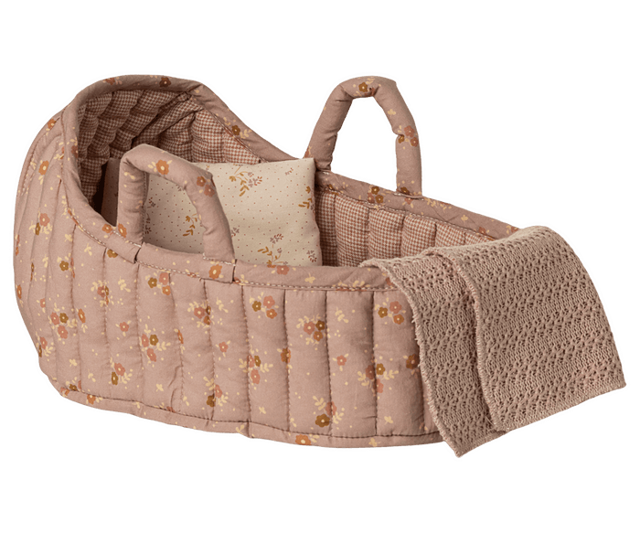 Maileg Large Carry Cot Pink Floral: BACK IN STOCK