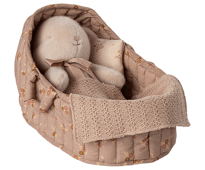 Maileg Large Carry Cot Pink Floral: BACK IN STOCK