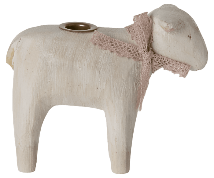 Maileg Metal Lamb Candle Holder Rose