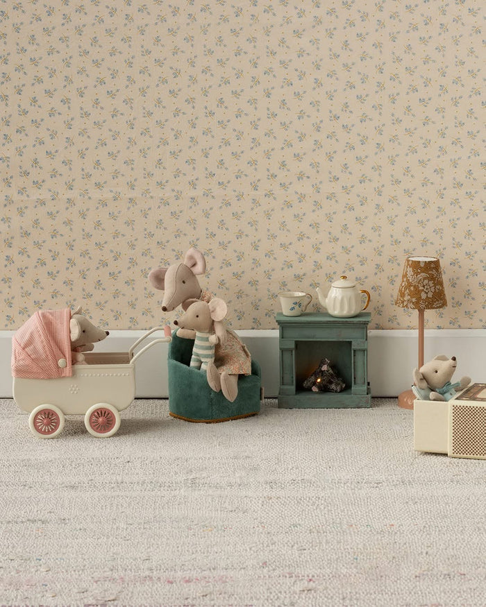 Maileg Metal Mouse Pram Coral