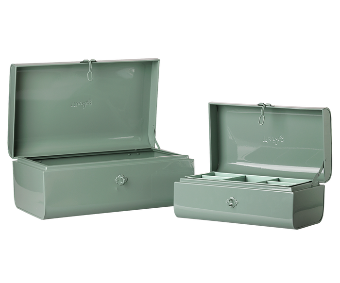 Maileg Metal Storage Suitcase Set With Tray Dark Mint FW26: PREORDER DUE NOV