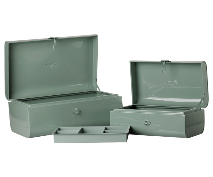 Maileg Metal Storage Suitcase Set With Tray Dark Mint FW26: PREORDER DUE NOV