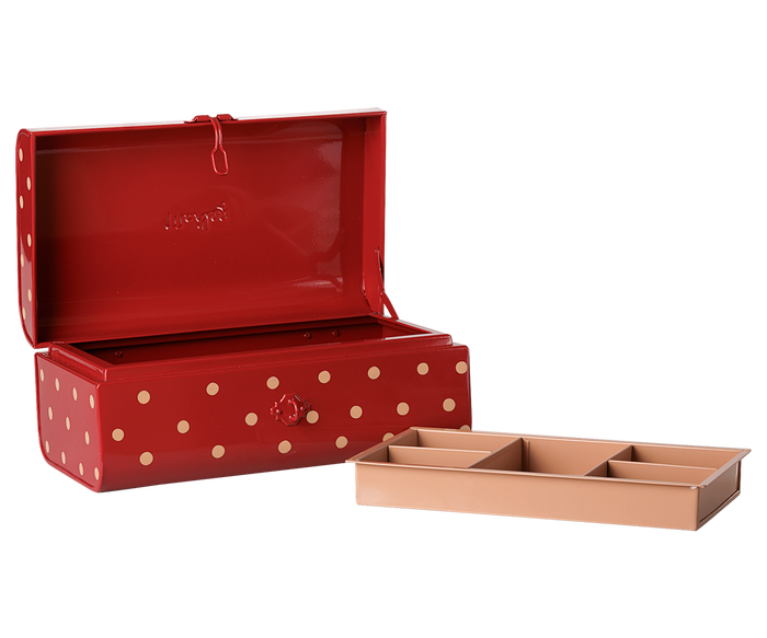 Maileg Metal Storage Suitcase Small Red with Tray FW26: PREORDER DUE NOV