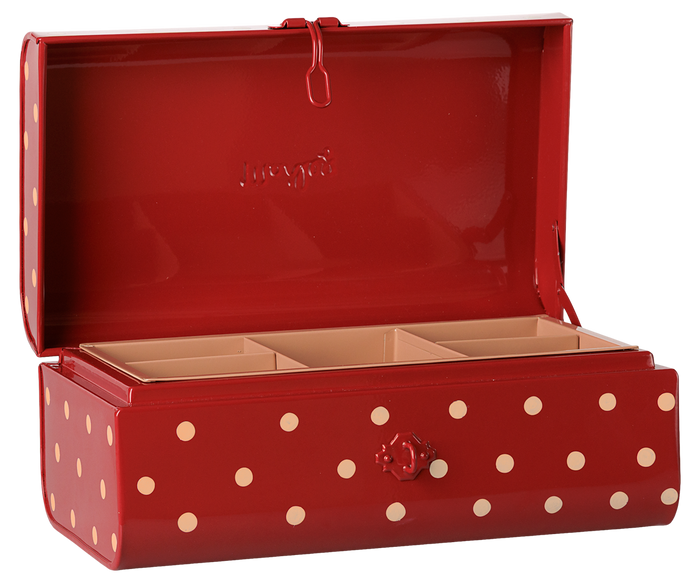 Maileg Metal Storage Suitcase Small Red with Tray FW26: PREORDER DUE NOV