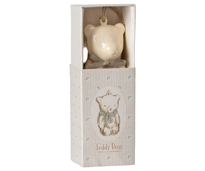 Maileg Metal Teddy Ornament Blue Bow: RETIRED LAST CHANCE