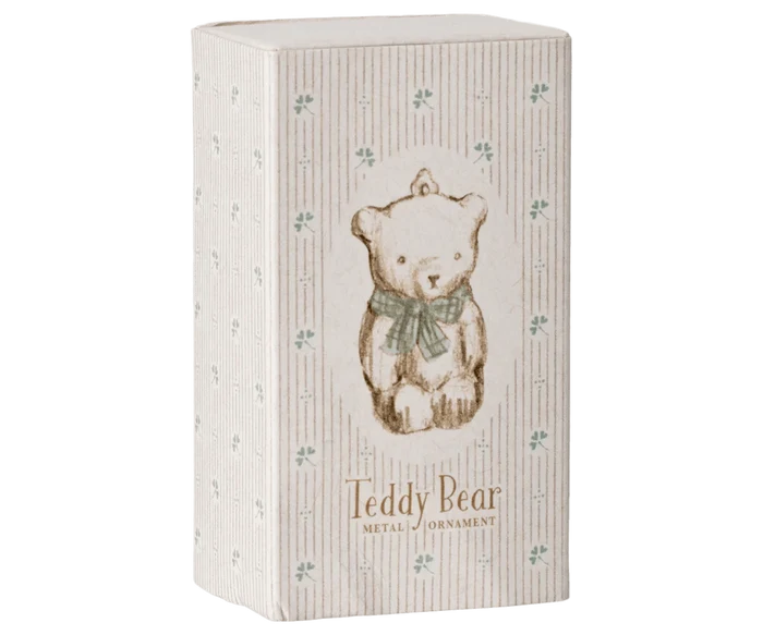 Maileg Metal Teddy Ornament Blue Bow: RETIRED LAST CHANCE