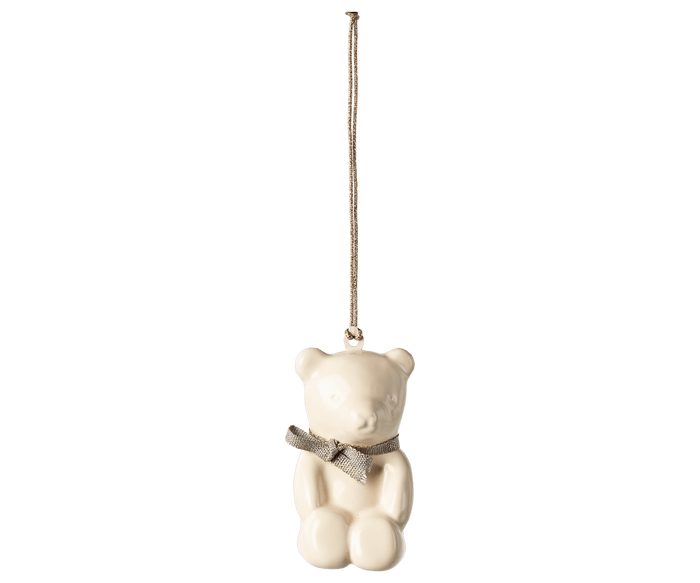 Maileg Metal Teddy Ornament Blue Bow: RETIRED LAST CHANCE
