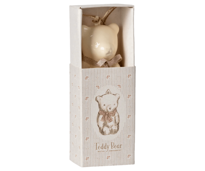 Maileg Metal Teddy Ornament Rose Bow: RETIRED LAST CHANCE