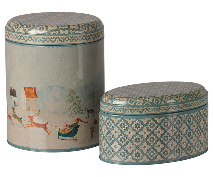 Maileg Metal Tin Set Santa Is Coming FW26: NEW ARRIVAL