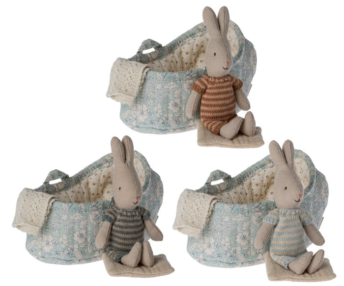 Maileg Micro Bunny Rabbits In Carrycots 3 ASSTD AW2023 PREORDER - Ruby & Grace