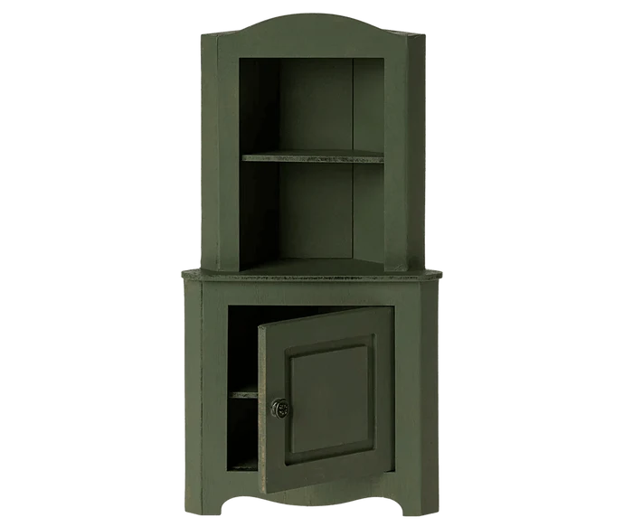 Maileg Miniature Corner Cabinet Dark Green: For Bunnies and Teddy Family