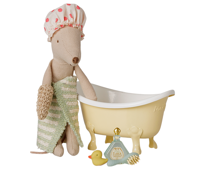 Maileg Mouse Bath Tub Set Yellow FW26: PREORDER ONLY DUE OCT